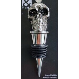 Silver & Black Skull Bottle Stopper Stainless Wine Stopper Wine Lovers Gift New